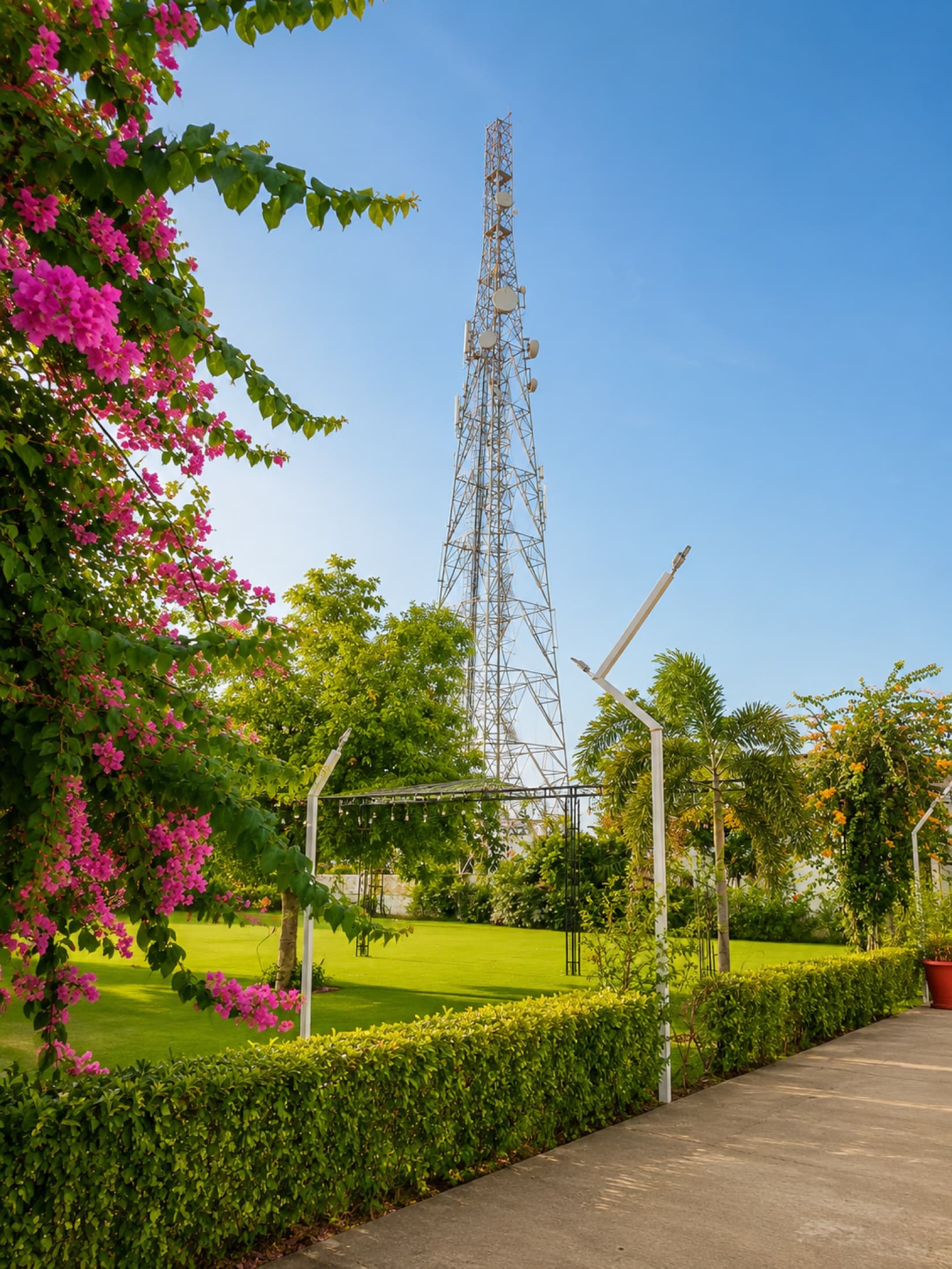 Outdoor lawn and green event space at Hotel Vasant