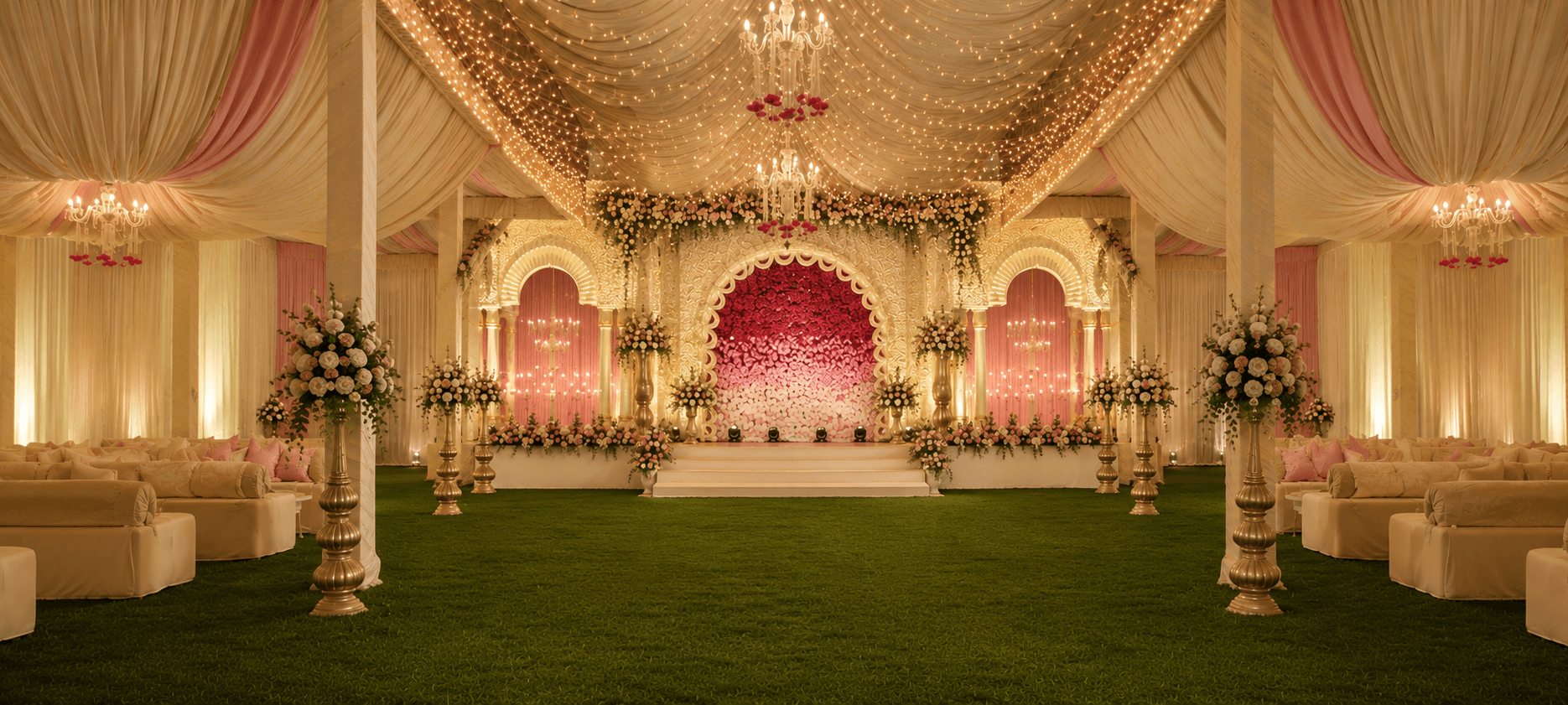 Wedding stage setup at Hotel Vasant