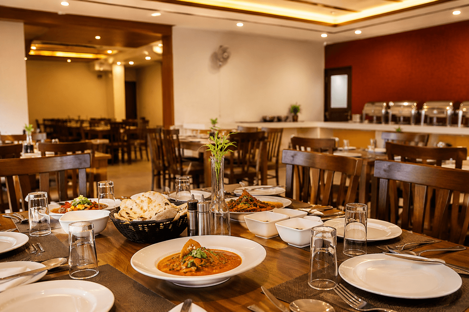 Dining spread at Hotel Vasant