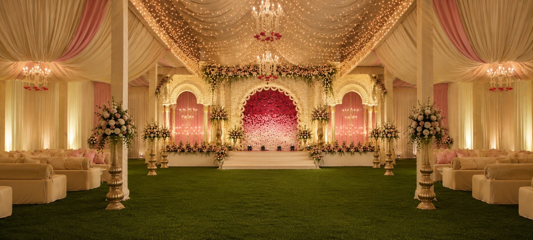 Outdoor wedding setup at Hotel Vasant