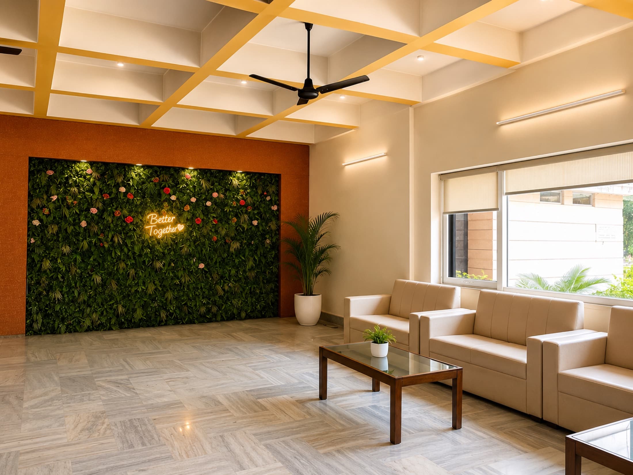 Dining and lounge space at Hotel Vasant