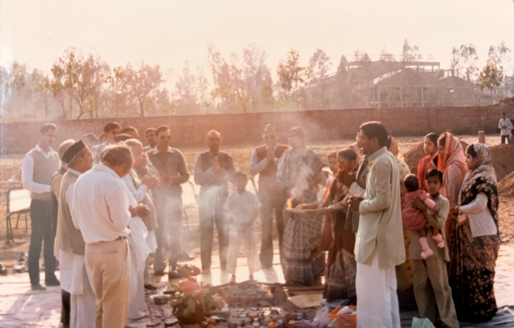 Historic Bhoomi Poojan photograph from the early journey of Hotel Vasant